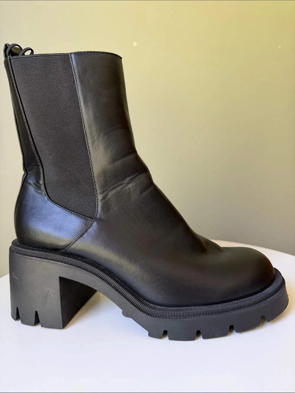 Zara Chunky Chelsea Boots Black Lug Sole Platform Ankle Boots EU 39 US 8.5
